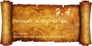 Hornyák Alfréda névjegykártya